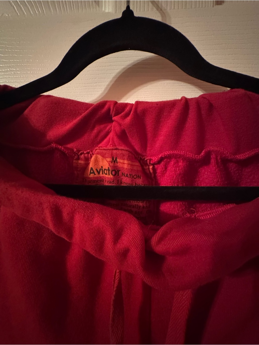 Aviator Nation SET Red & Gray Crop Hoodie (XS) Sweatpants (M) w/classic Stripe - Picture 8 of 11